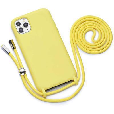 Distribución Funda colgante con cuerda para iPhone 11 Pro Max silicona  premium amarillo