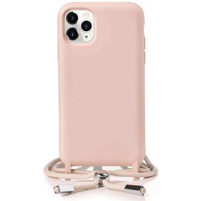 Funda silicona con cuerda iPhone 11 Pro Max (rosa) Nombre + Nombre